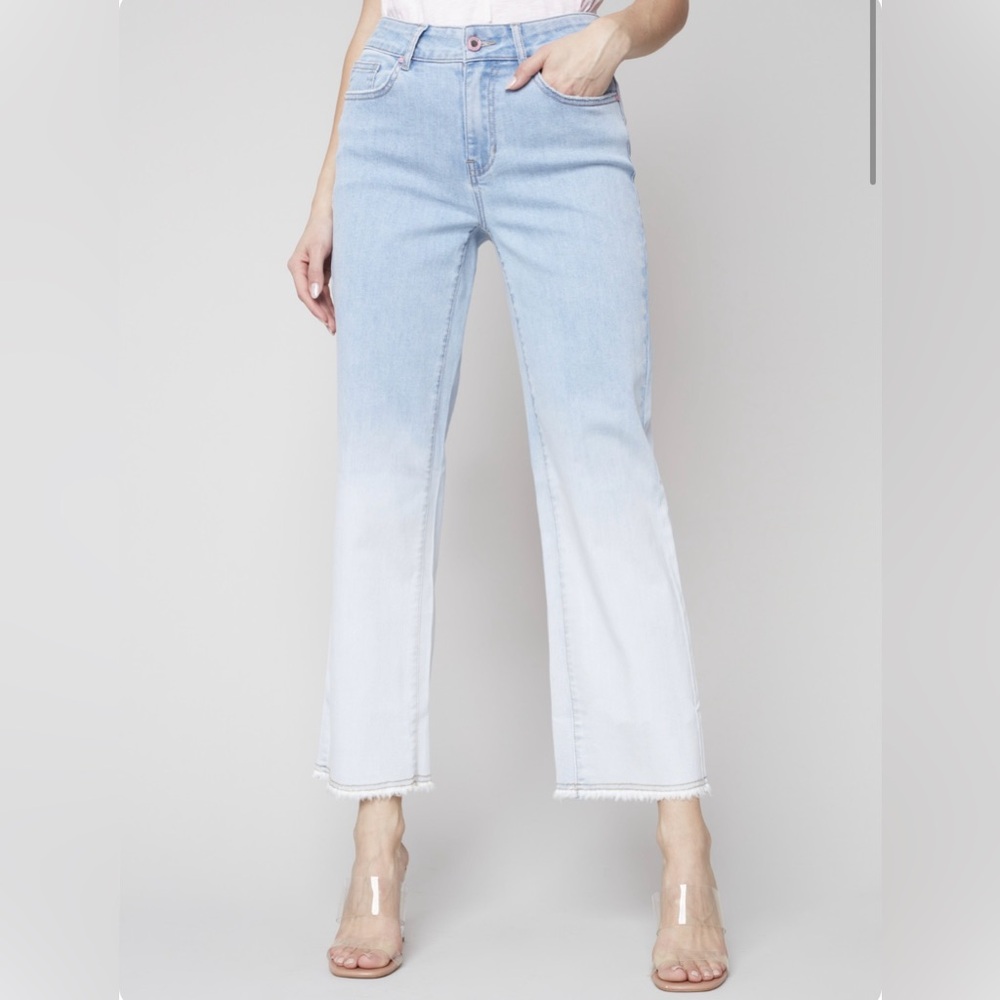 NWOT wide leg ombré cropped jeans